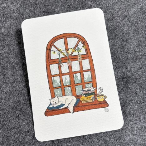 Postkarte Herbstkatze