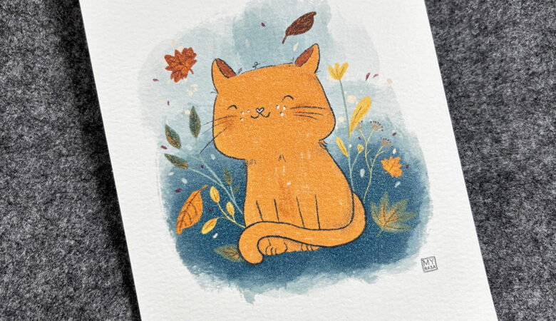 Postkarte Herbstkatze