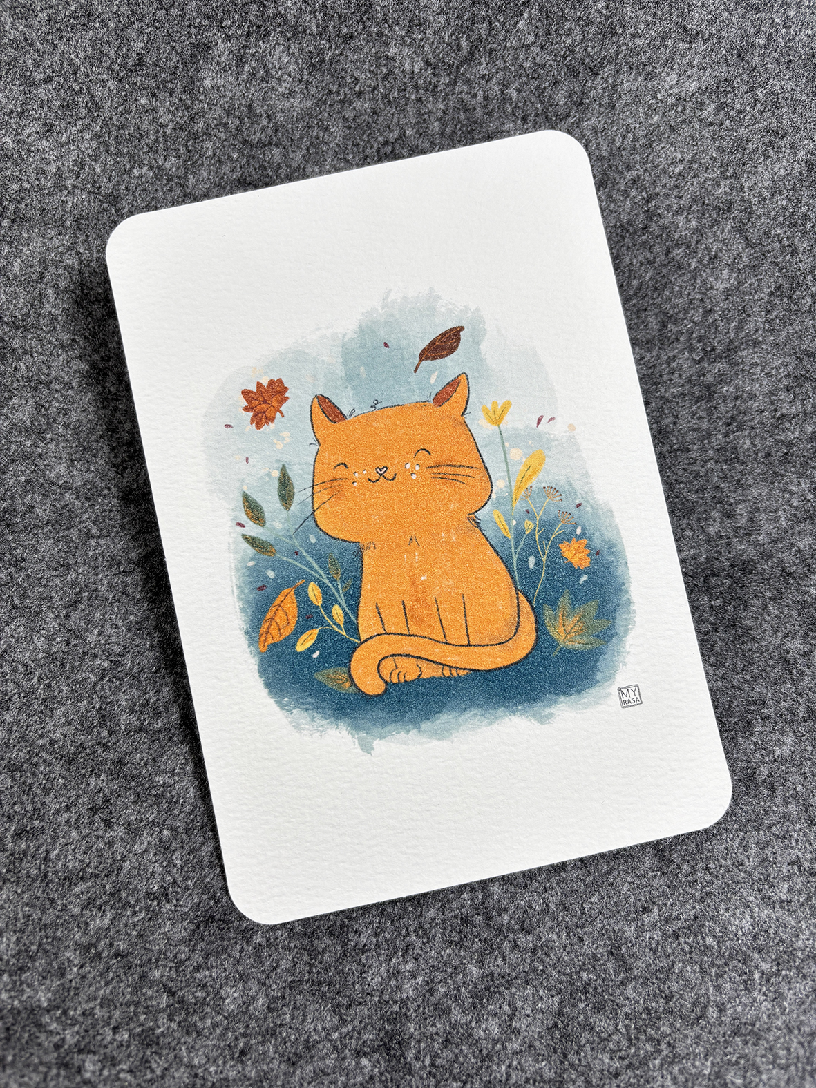 Postkarte Herbstkatze