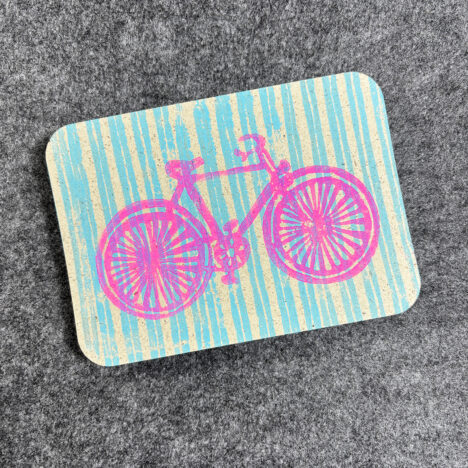 Graspapier-Postkarte Blockprint Blume