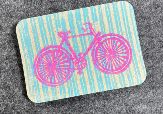 Postkarte Blockprint Fahrrad