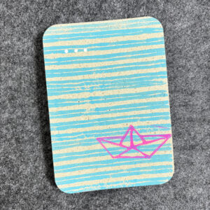 Graspapier Postkarte "Papierboot" - *handgedruckt