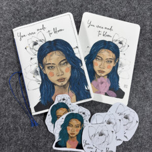 Set: Notizheft, Postkarte & Sticker "Bloom" DIN A6 *handgemacht