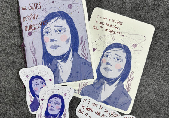 Notizbuch, Postkarte & Sticker "Stars" (handgemacht)