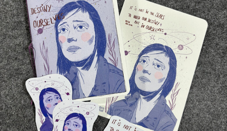 Notizbuch, Postkarte & Sticker "Stars" (handgemacht)