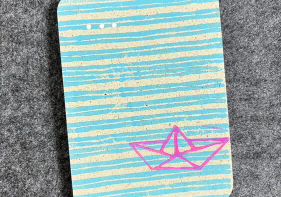 Graspapier-Postkarte Blockprint Boot