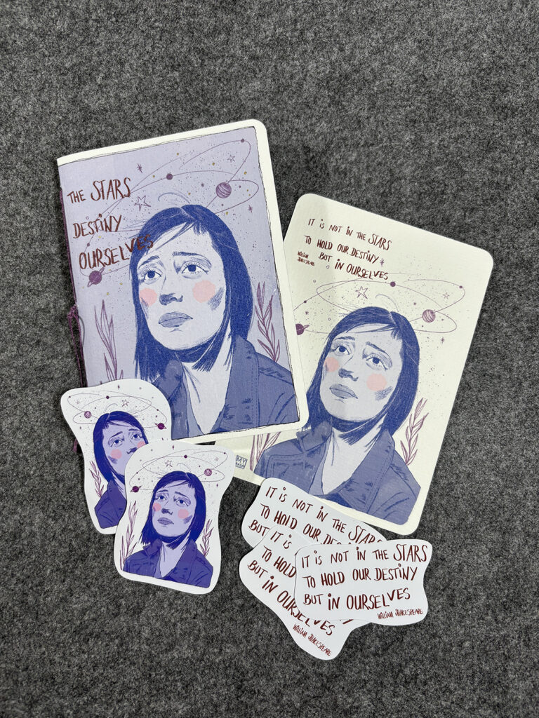 Notizbuch, Postkarte & Sticker "Stars" (handgemacht)